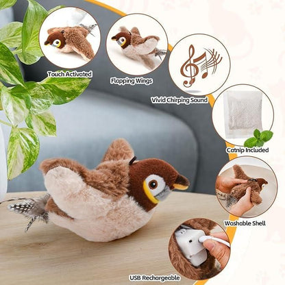 🐦 Simulation Sparrow Cat Toy – Flap, Chirp & Play All Day! 🐾