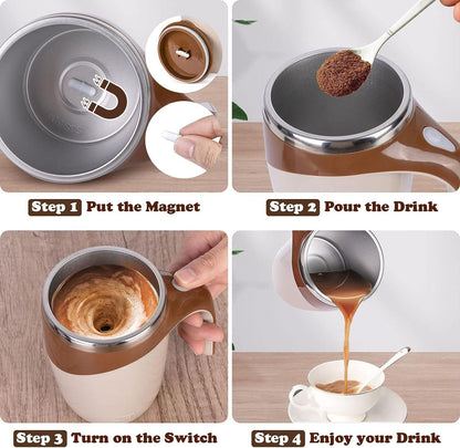 FLECPSNRG Self-Stirring Magnetic Coffee Mug – ☕🔄 Smart Sips, Anywhere!